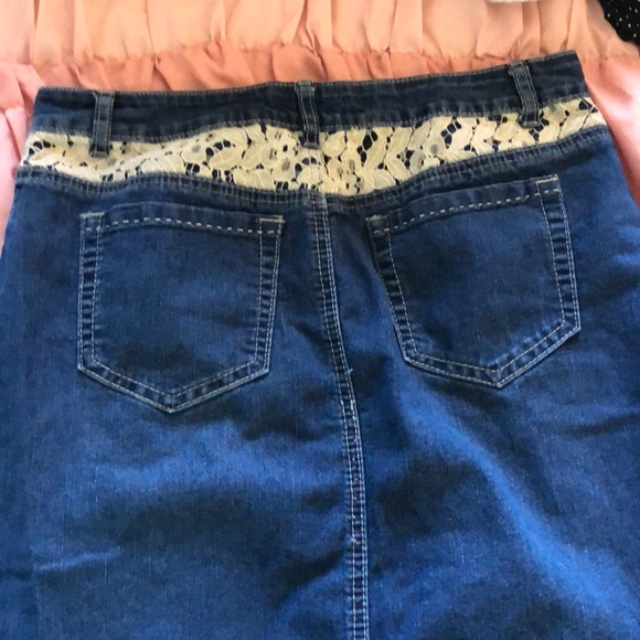Cato lace detail jean skirt - Picture 2 of 7